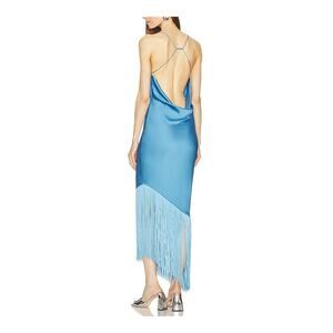 Saylor 'Haverine' Blue Polyester Fringe Maxi Dress Size S